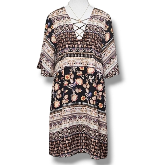 SUGAR LIPS | BOHO FLORAL PRINTED OVERSIZED DRESS - Picture 2 of 16